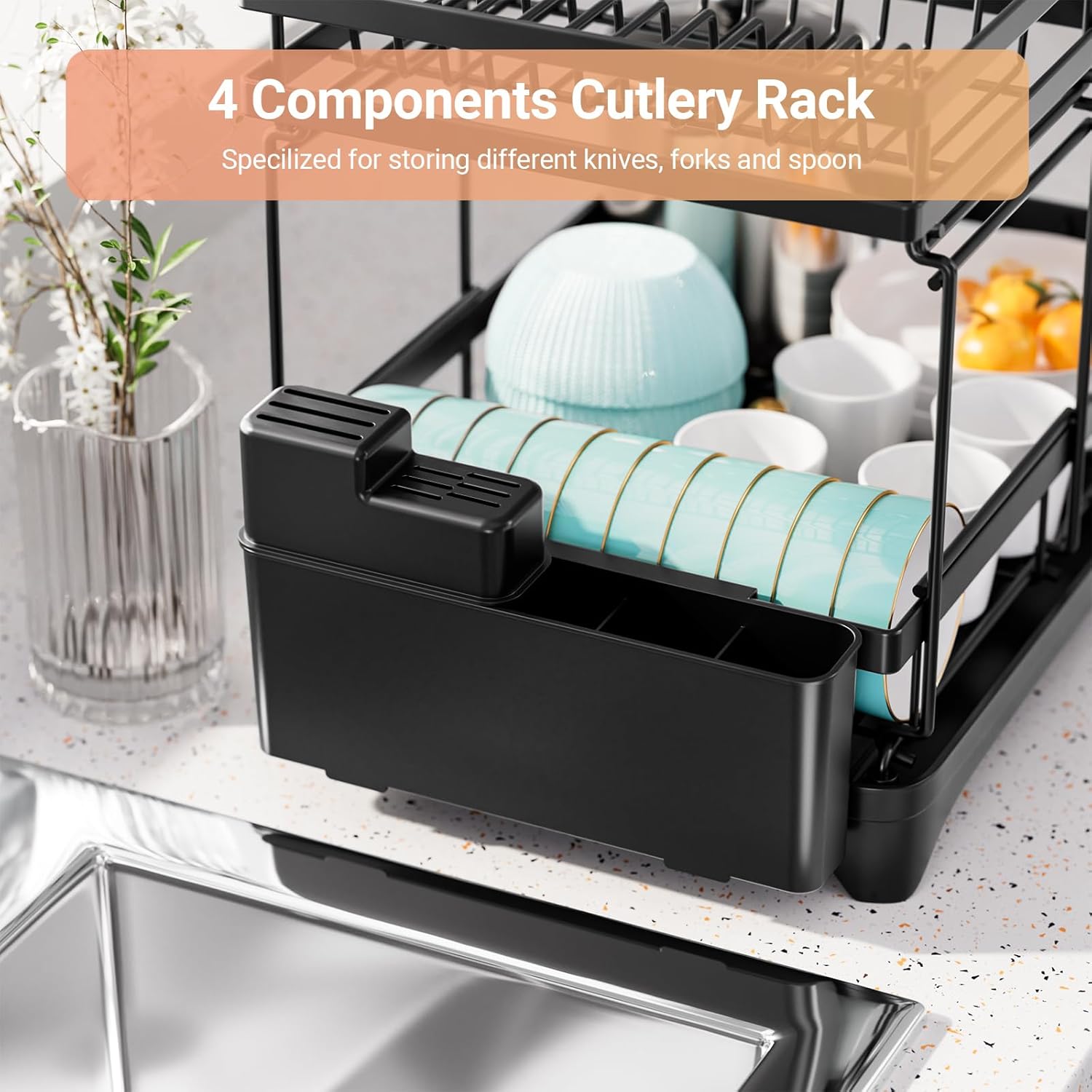 2 Tier Dish Bowl Drainer Storage Rack