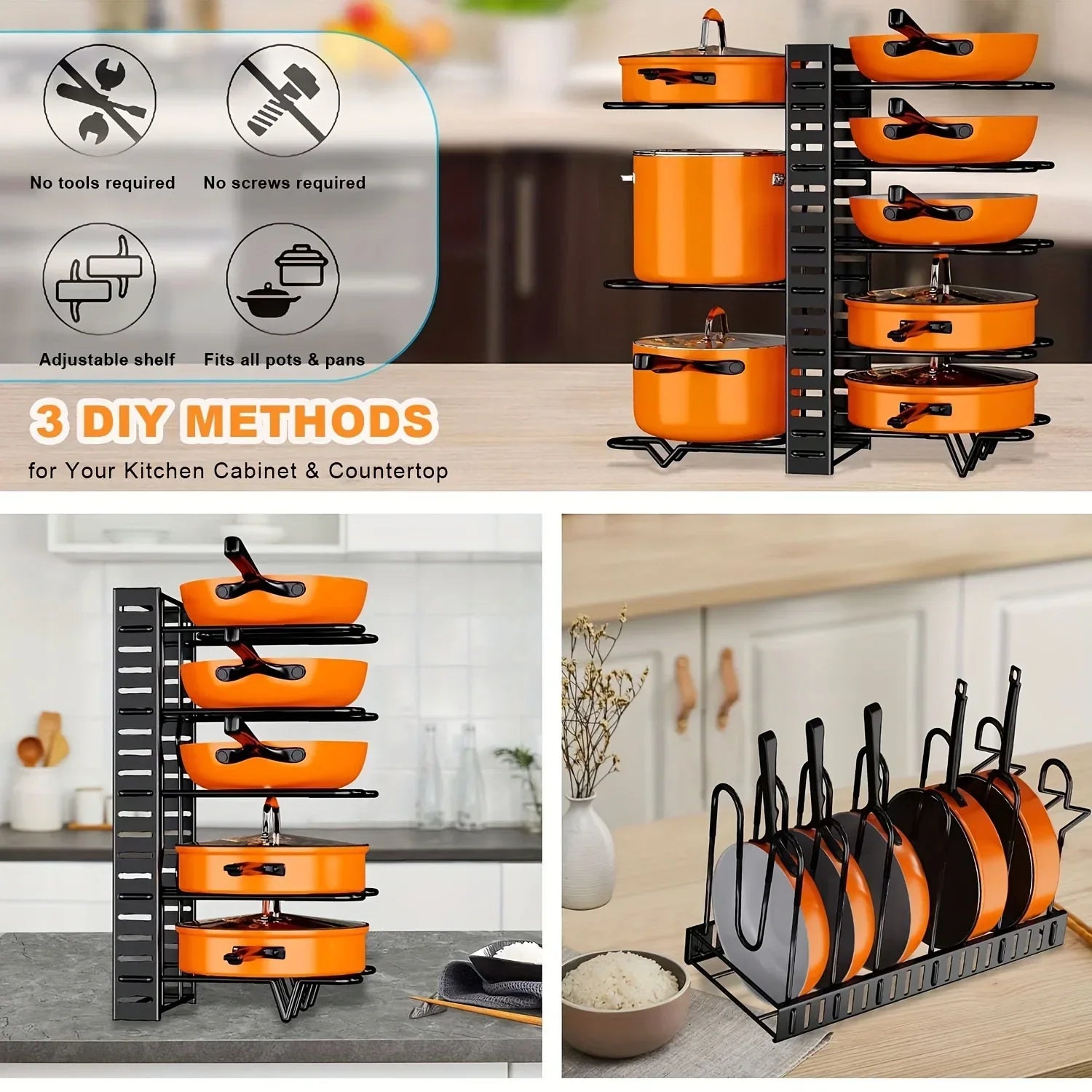 8-Tier Duty Pot Rack/ Organizer