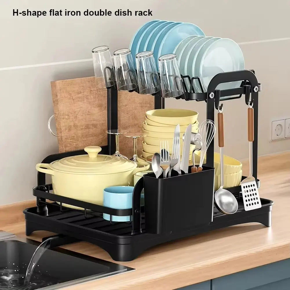 2 Tier Dish Bowl Drainer Storage Rack | Kitchen | Luvasmr - Satisfyingly Organised