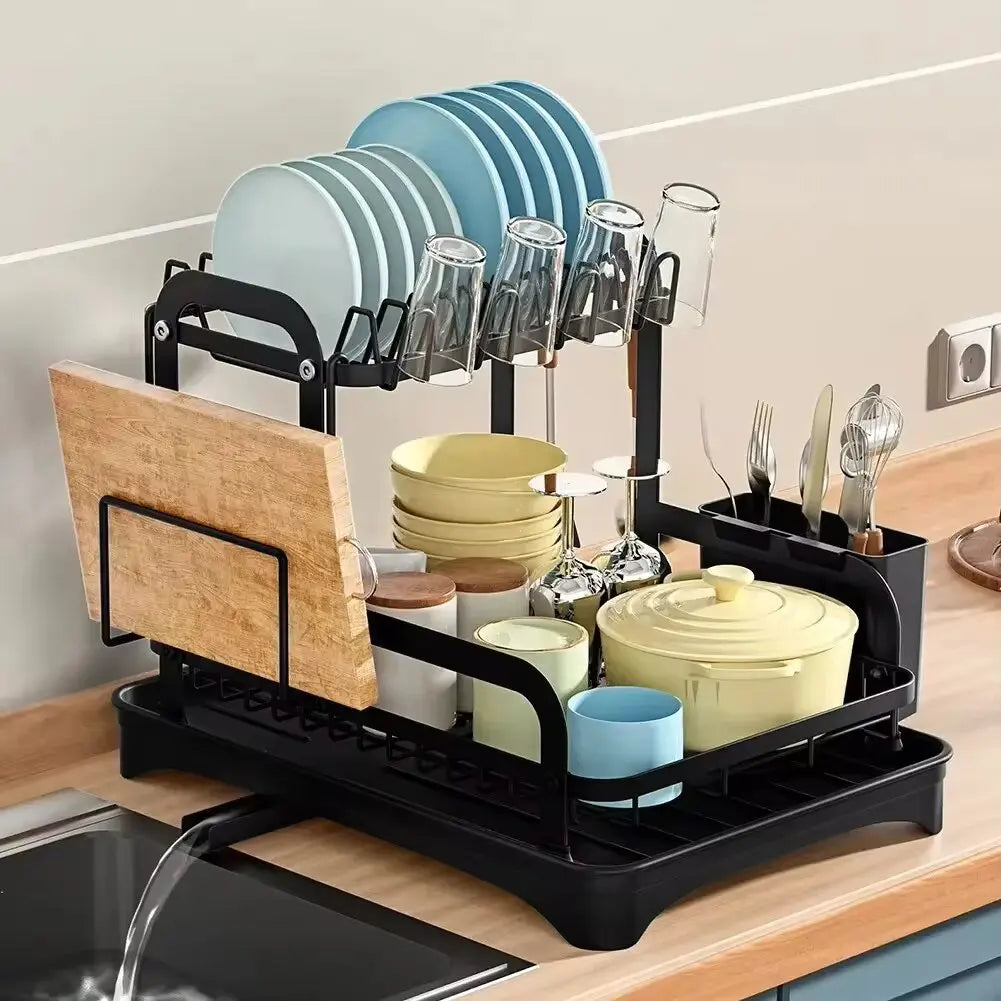 2 Tier Dish Bowl Drainer Storage Rack | Kitchen | Luvasmr - Satisfyingly Organised