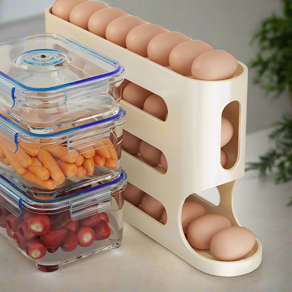 Refrigerator Egg Storage Box - 4 Tiers Fridge Egg Rack Large Capacity Egg Dispenser for Refrigerator - Gear Elevation